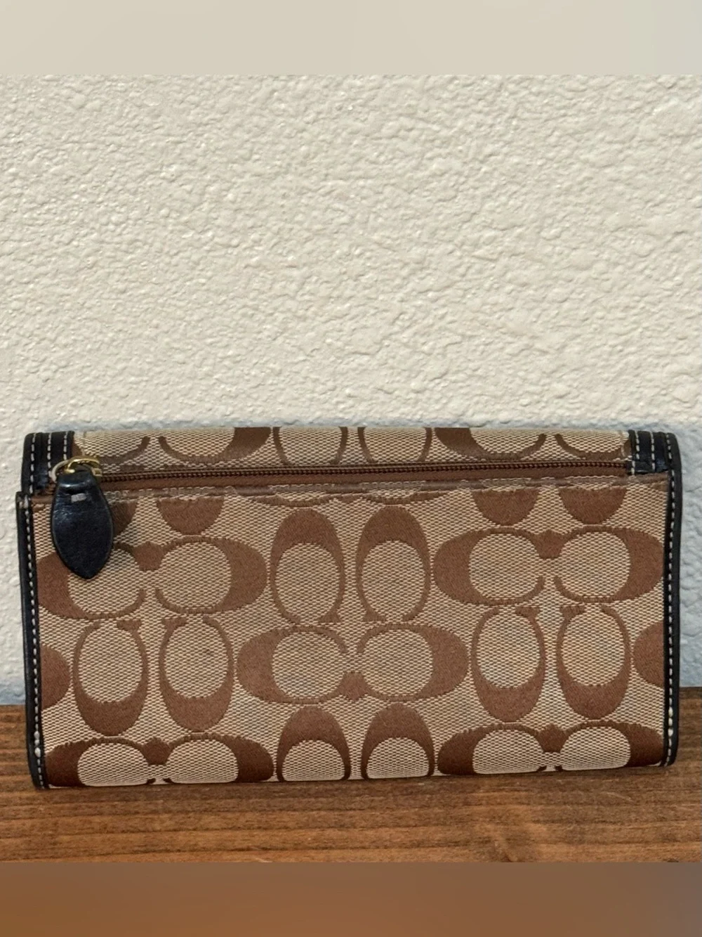 Coach Legacy Signature C Turnlock Long Wallet Brown Black